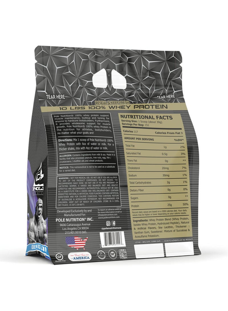 POLE NUTRITION 100% بروتين مصل اللبن 10 أرطال (4.53 كجم) - مشروب بروتين عالي مع صفر سكر (مافن التوت الأزرق) - Image 2